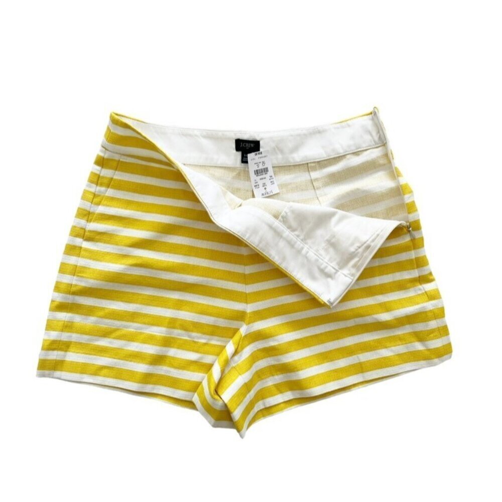 J. Crew Factory Women's Sz 10 Yellow & White Striped Basketweave Shorts NWT - Picture 3 of 9